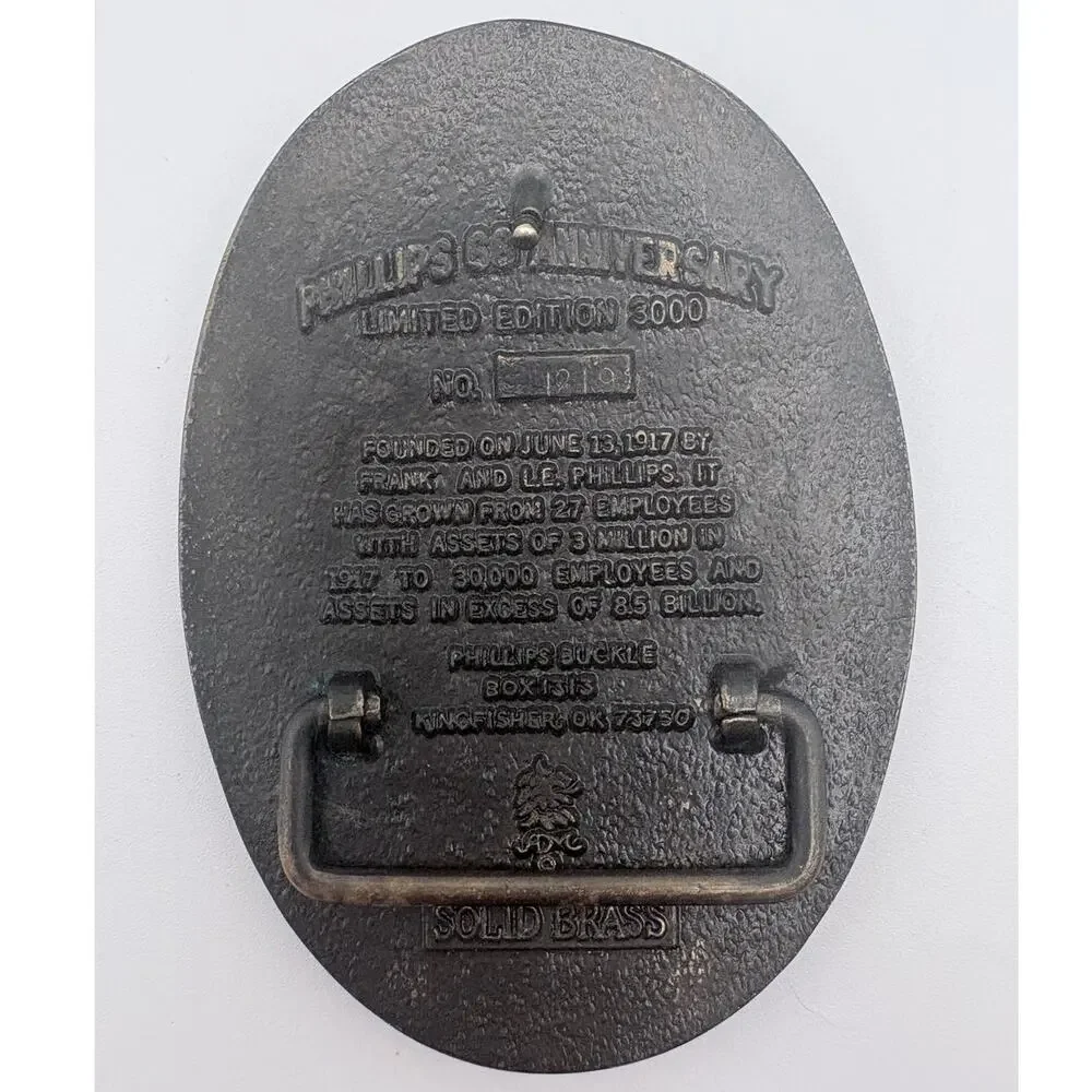 Phillips 66 66th Anniversary Commemorative Brass Belt Buckle